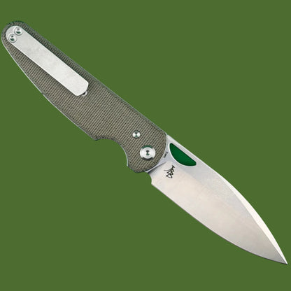 Chaves Blue Label Phase 229 Liner Lock Green Micarta (Belt Satin Finish)