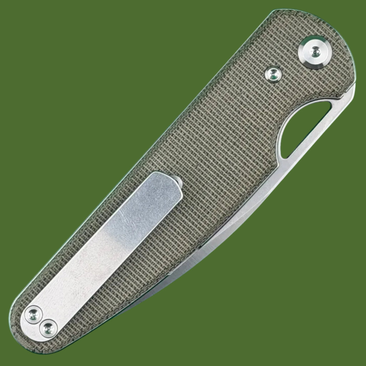 Chaves Blue Label Phase 229 Liner Lock Green Micarta (Belt Satin Finish)