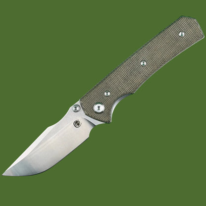 Chaves Blue Label Arison Street Liner Lock Green Micarta (Belt Satin Finish)