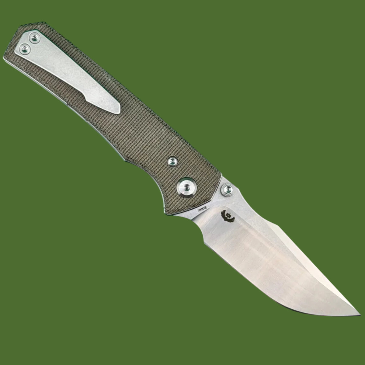 Chaves Blue Label Arison Street Liner Lock Green Micarta (Belt Satin Finish)