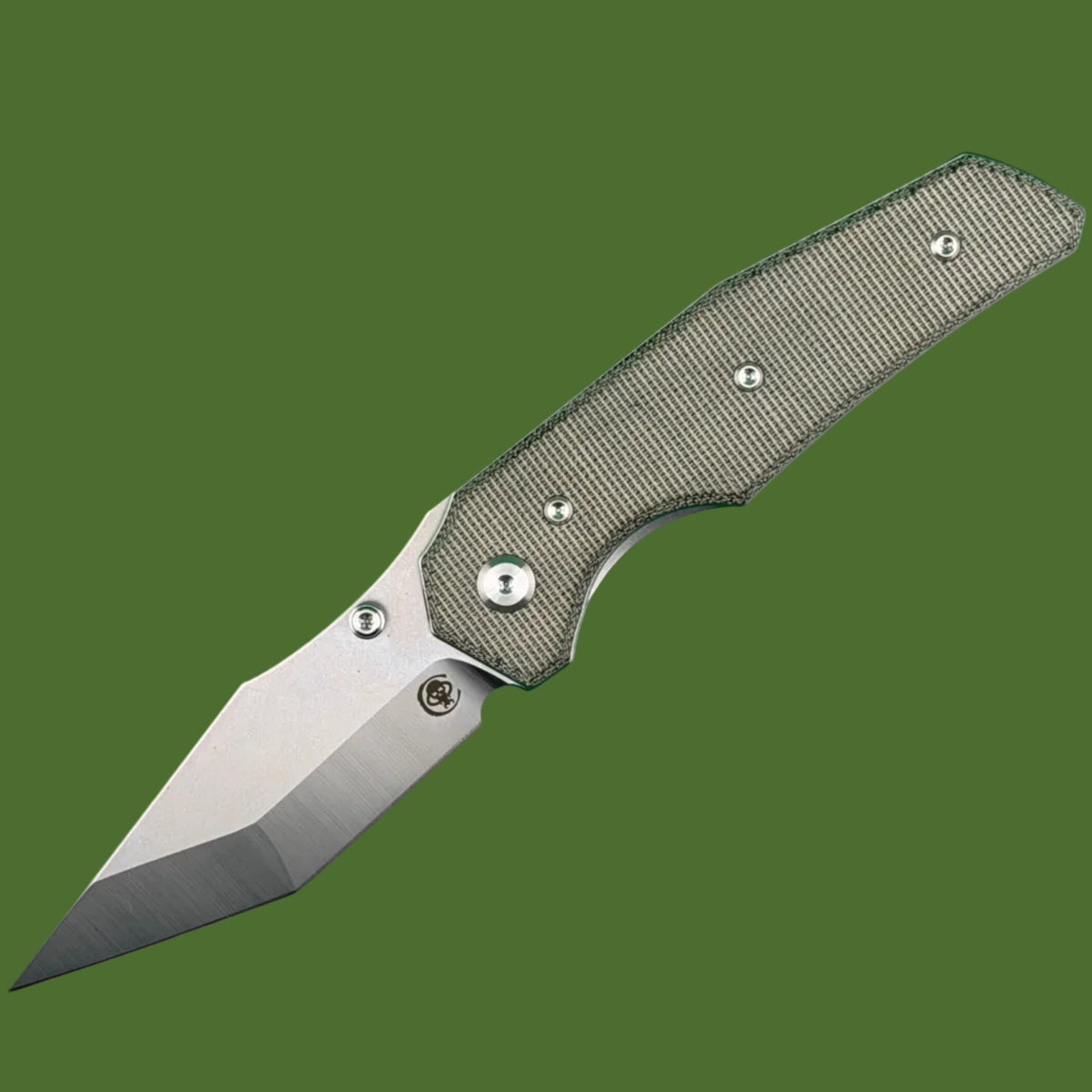 Chaves Blue Label Omega Street Liner Lock Green Micarta (Belt Satin Finish)