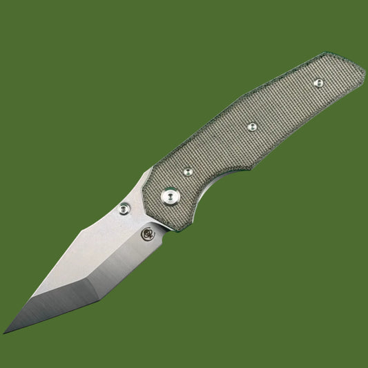 Chaves Blue Label Omega Street Liner Lock Green Micarta (Belt Satin Finish)