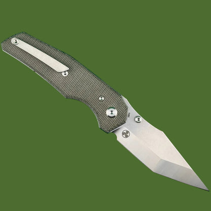 Chaves Blue Label Omega Street Liner Lock Green Micarta (Belt Satin Finish)