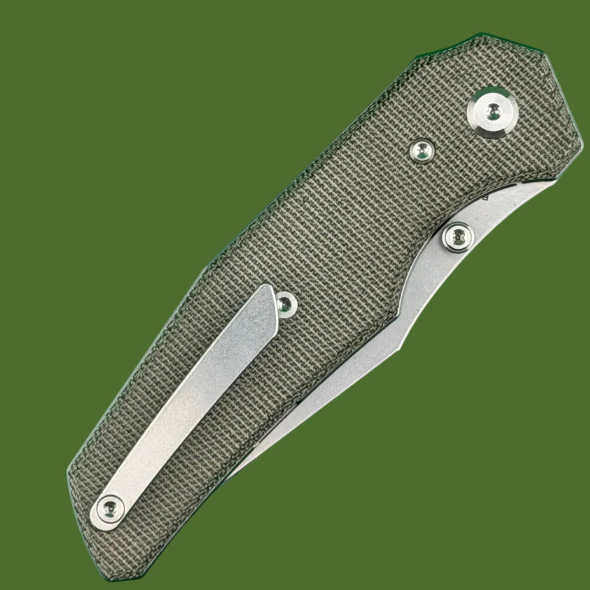 Chaves Blue Label Omega Street Liner Lock Green Micarta (Belt Satin Finish)