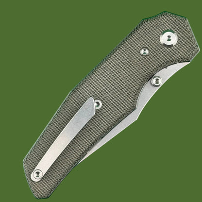 Chaves Blue Label Omega Street Liner Lock Green Micarta (Belt Satin Finish)