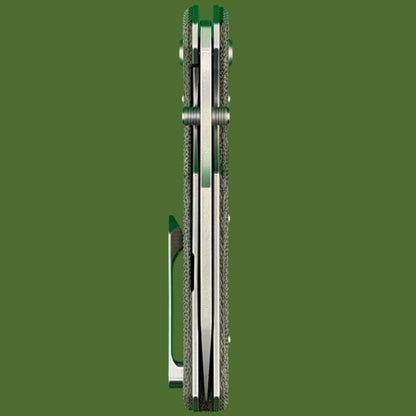 Chaves Blue Label Omega Street Liner Lock Green Micarta (Belt Satin Finish)