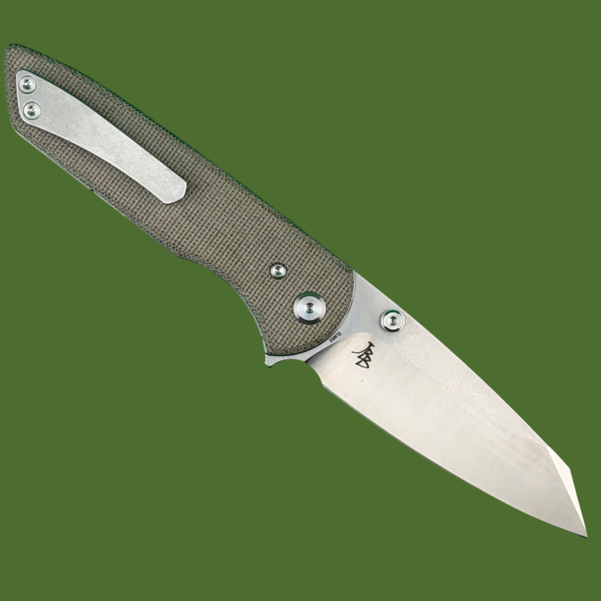 Chaves Blue Label Arrestor 229 Liner Lock Green Micarta (Belt Satin Finish)