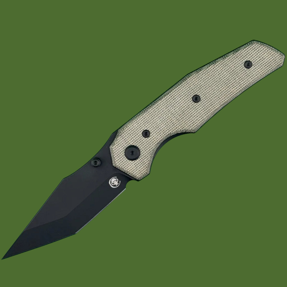 Chaves Blue Label Omega Street Liner Lock Green Micarta (Black PVD)