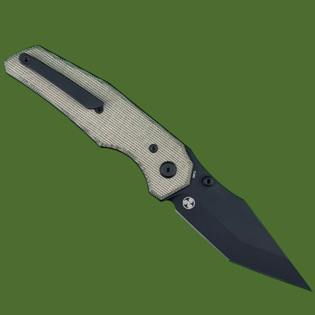 Chaves Blue Label Omega Street Liner Lock Green Micarta (Black PVD)