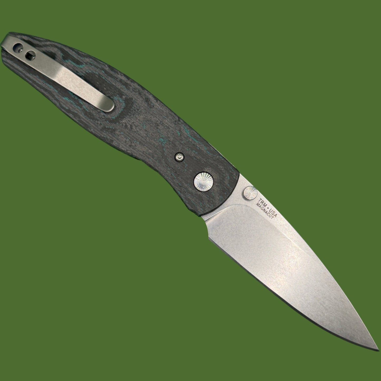 TRM x Springfield EDC Exclusive Atom 3D Brittany Blue CamoCarbon Magnacut