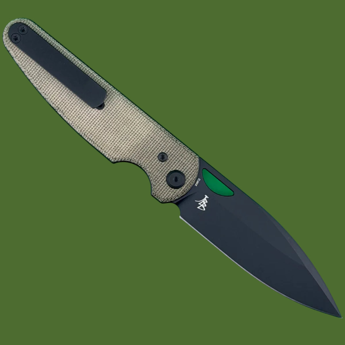 Chaves Blue Label Phase 229 Liner Lock Green Micarta (Black PVD)