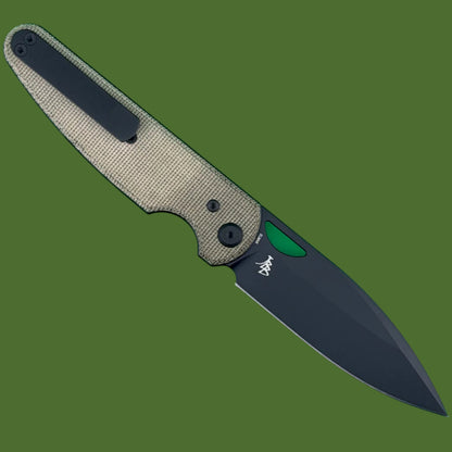 Chaves Blue Label Phase 229 Liner Lock Green Micarta (Black PVD)