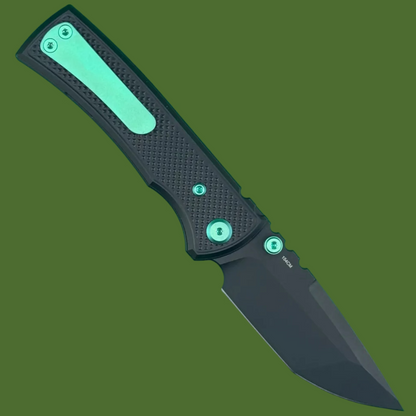Chaves Blue Label Redencion Street Liner Lock Black Knurled Aluminum Handles Green Hardware (Black Tanto)