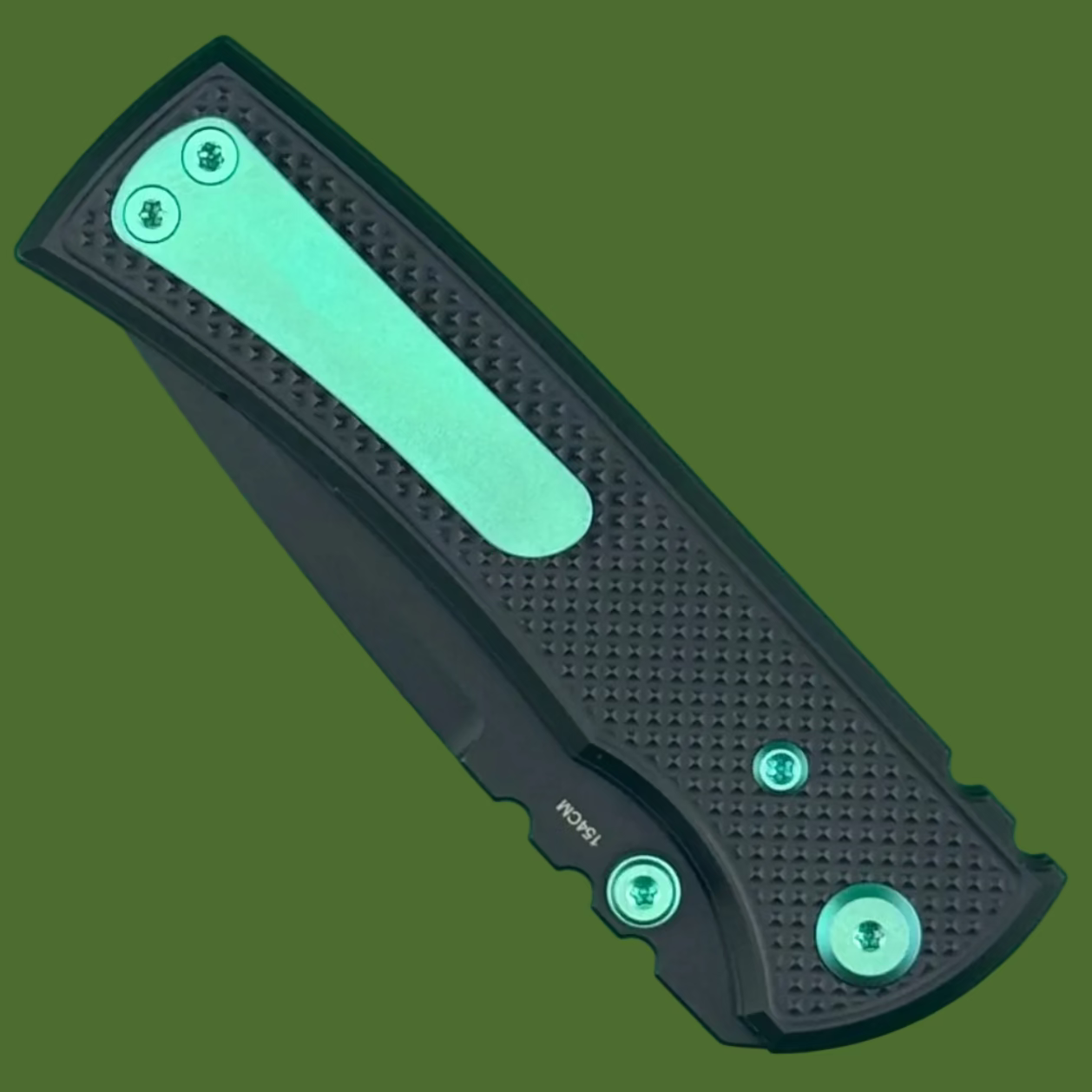 Chaves Blue Label Redencion Street Liner Lock Black Knurled Aluminum Handles Green Hardware (Black Tanto)
