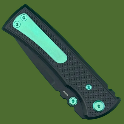 Chaves Blue Label Redencion Street Liner Lock Black Knurled Aluminum Handles Green Hardware (Black Tanto)