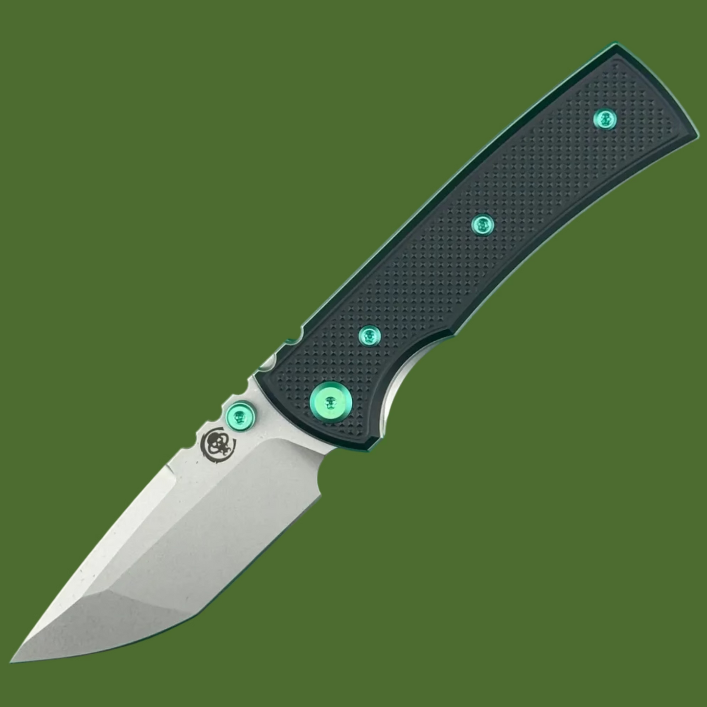 Chaves Blue Label Redencion Street Liner Lock Knurled Black Aluminum Handles Green Hardware (Stonewash Tanto)