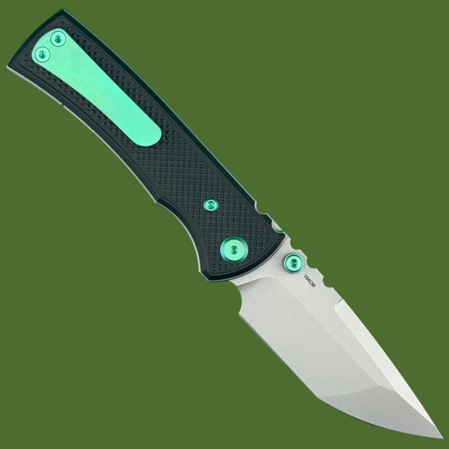 Chaves Blue Label Redencion Street Liner Lock Knurled Black Aluminum Handles Green Hardware (Stonewash Tanto)