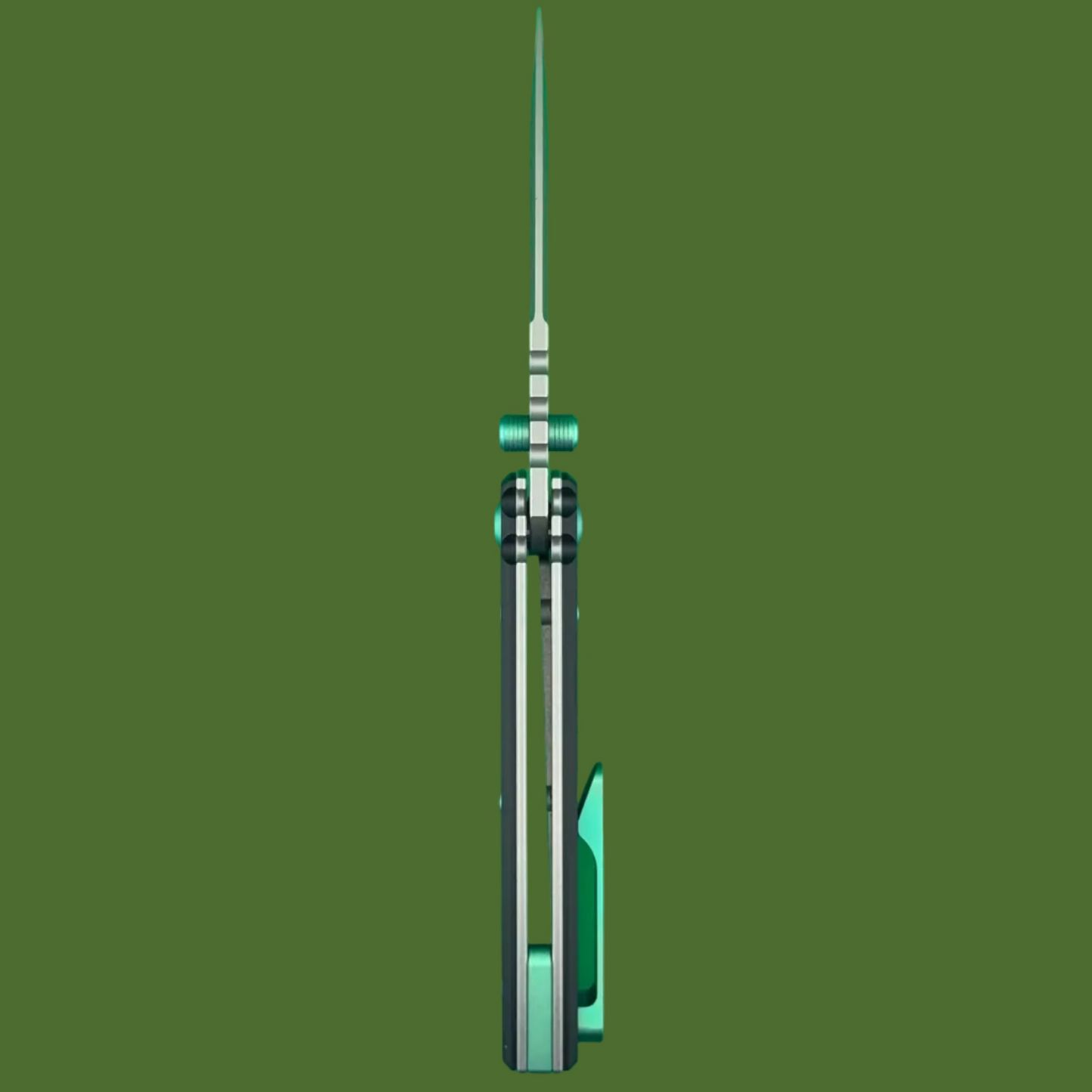 Chaves Blue Label Redencion Street Liner Lock Knurled Black Aluminum Handles Green Hardware (Stonewash Tanto)