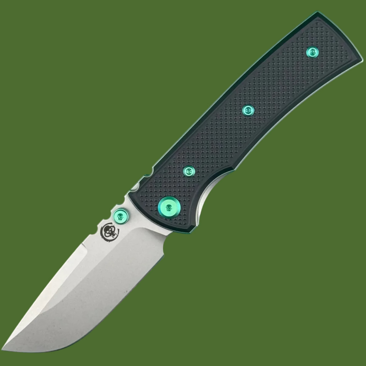 Chaves Redencion Street Liner Lock Black Knurled Handles Green  Hardware (Stonewash Drop Point)