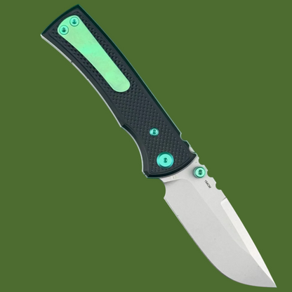 Chaves Redencion Street Liner Lock Black Knurled Handles Green  Hardware (Stonewash Drop Point)
