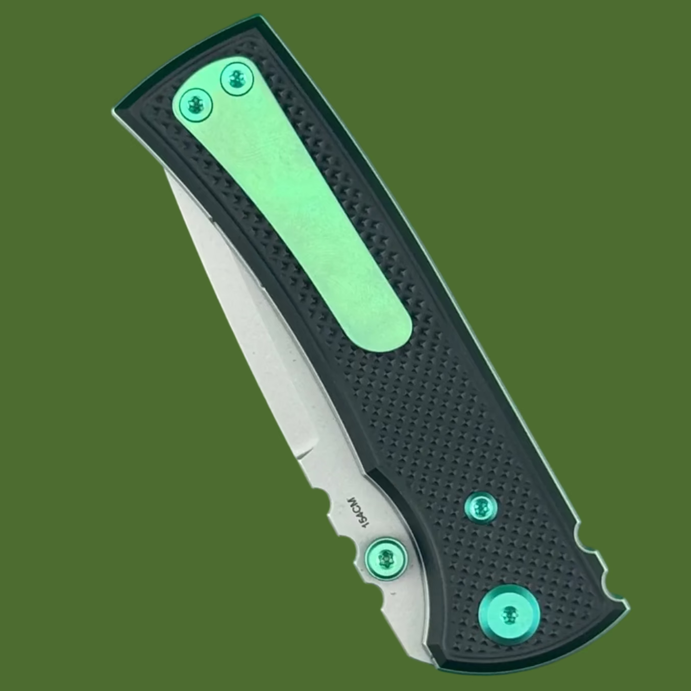Chaves Redencion Street Liner Lock Black Knurled Handles Green  Hardware (Stonewash Drop Point)