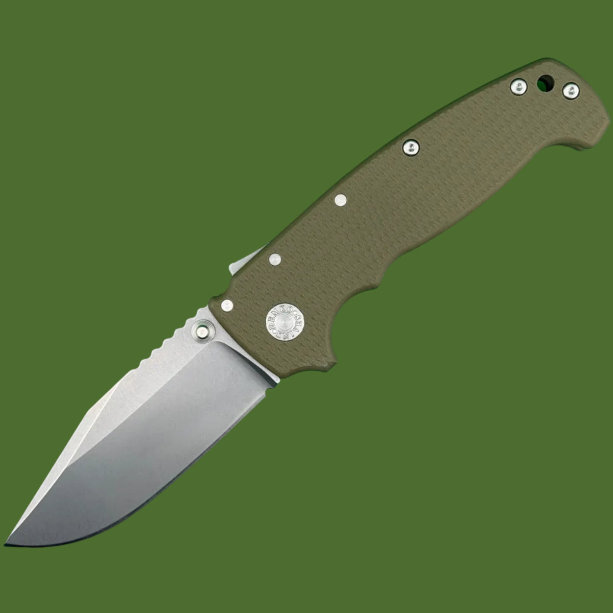 Demko AD20 XXX Clip Point Stud Only 3V OD Green G-10