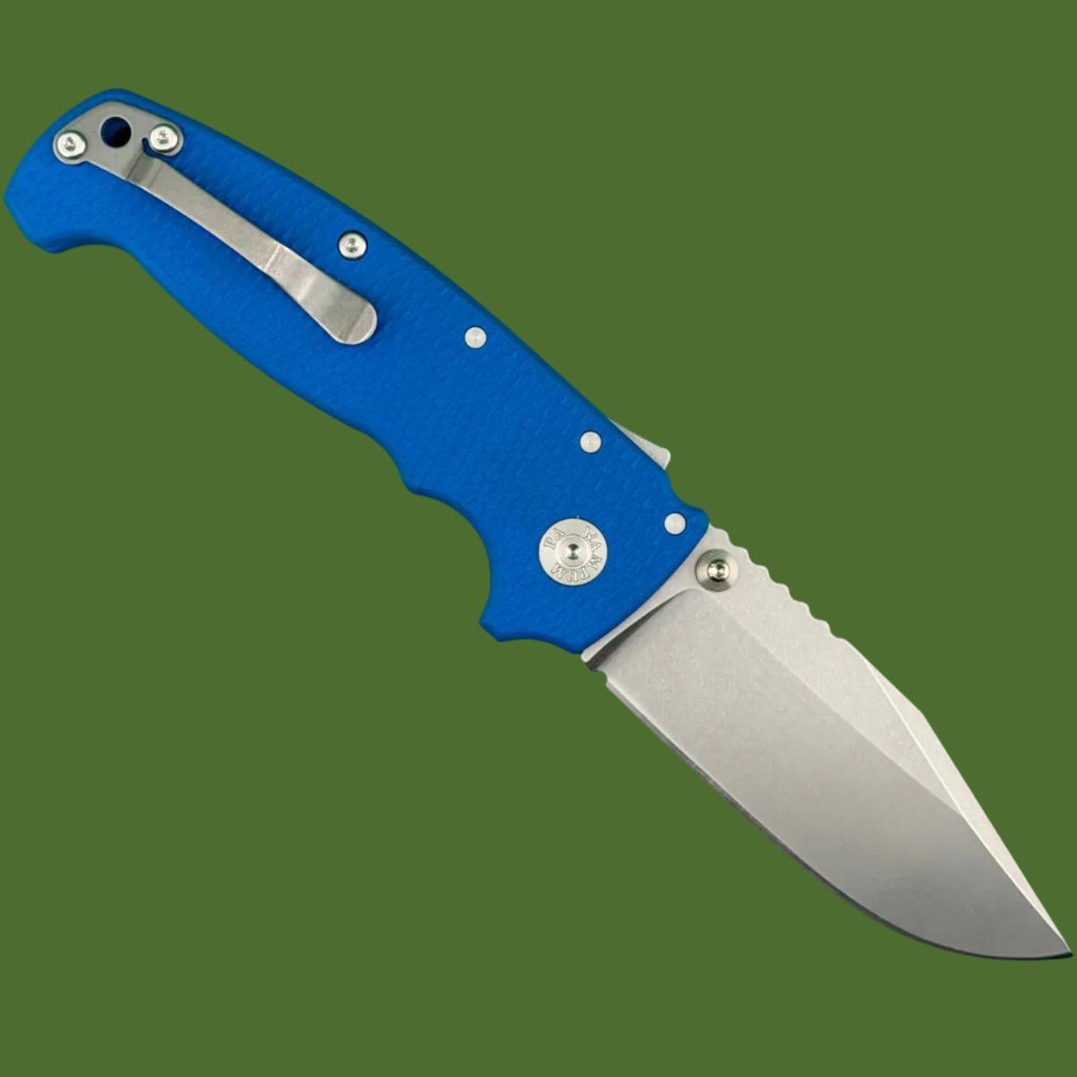 Demko AD20 XXX Clip Point Stud Only 3V Blue G-10