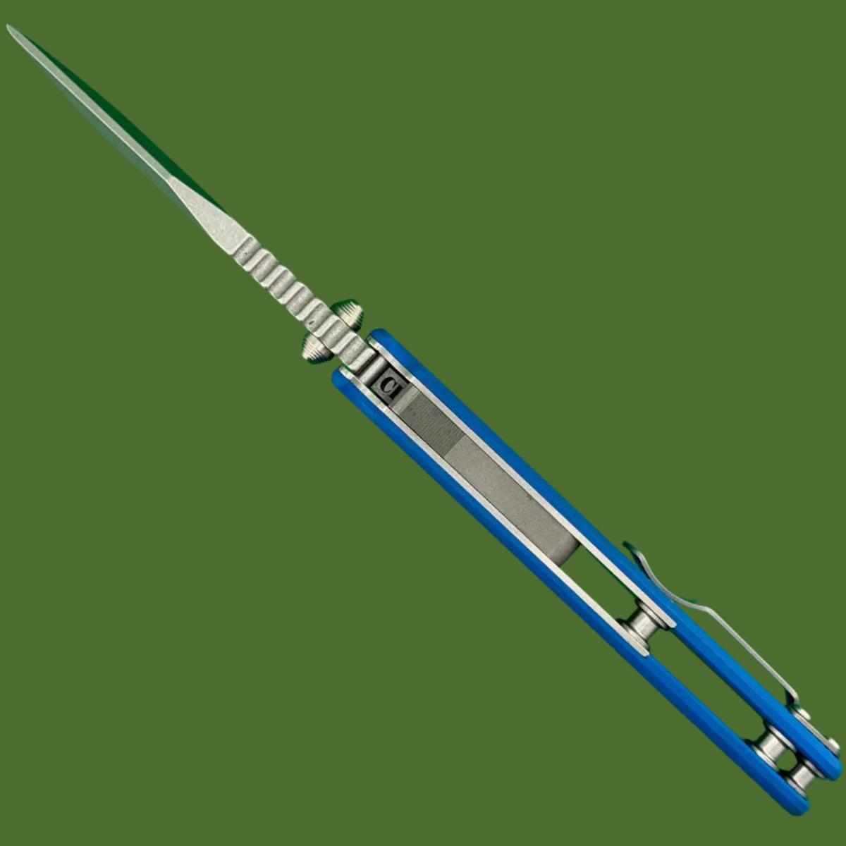 Demko AD20 XXX Clip Point Stud Only 3V Blue G-10