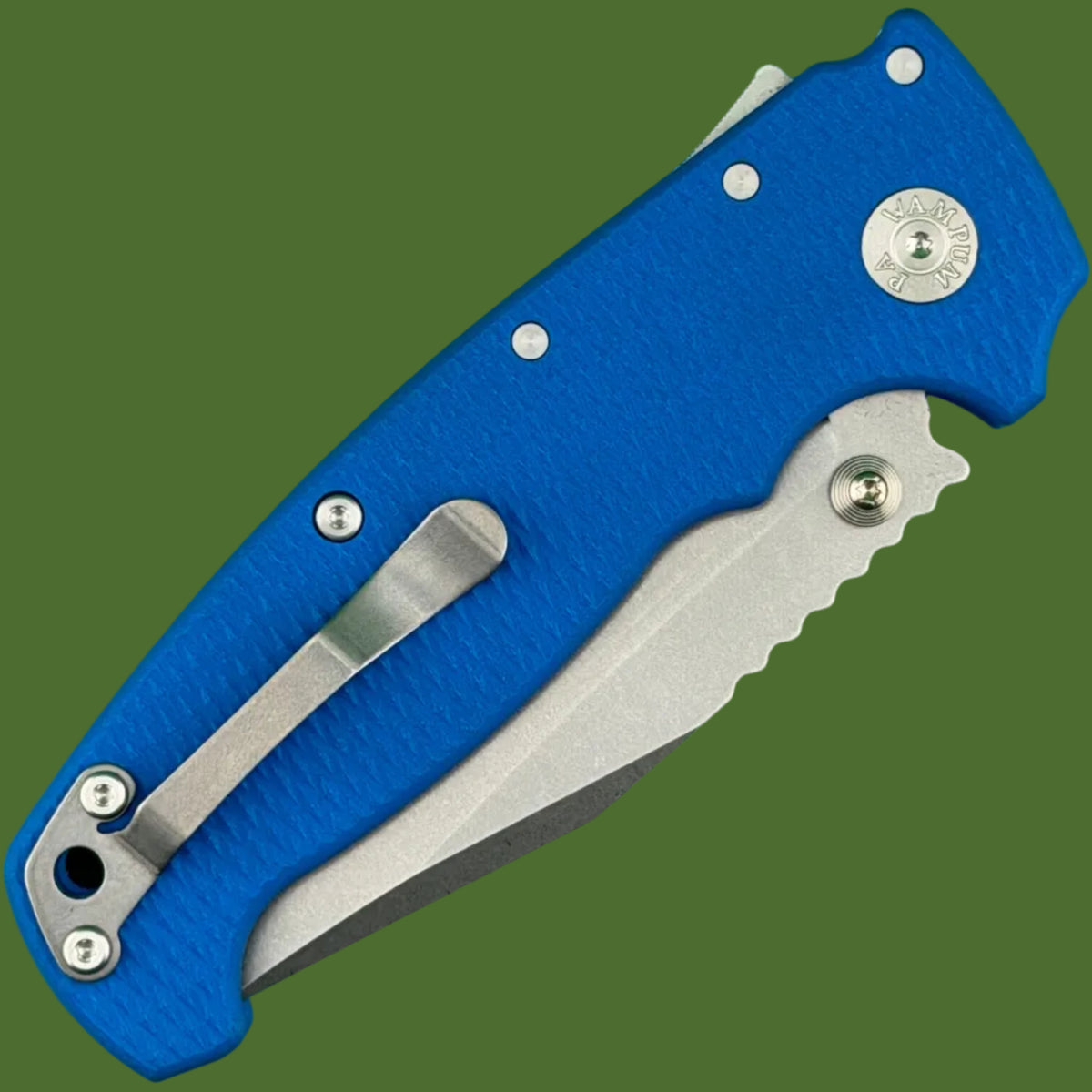 Demko AD20 XXX Clip Point Stud Only 3V Blue G-10