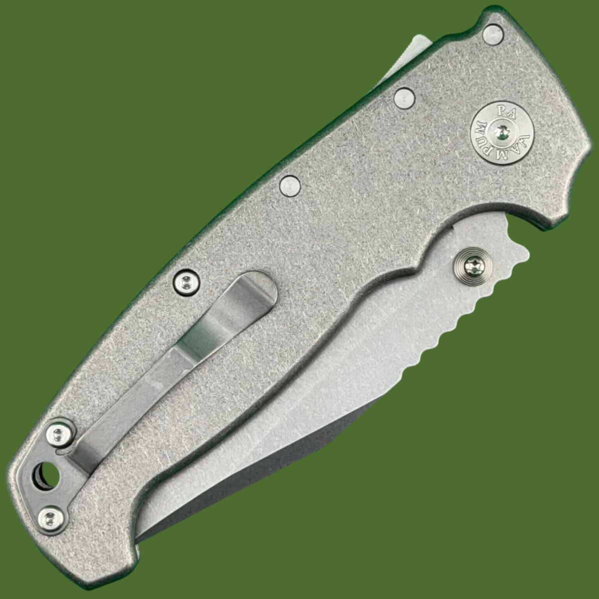 Demko AD20 XXX Clip Point Stud Only 3V Smooth Titanium