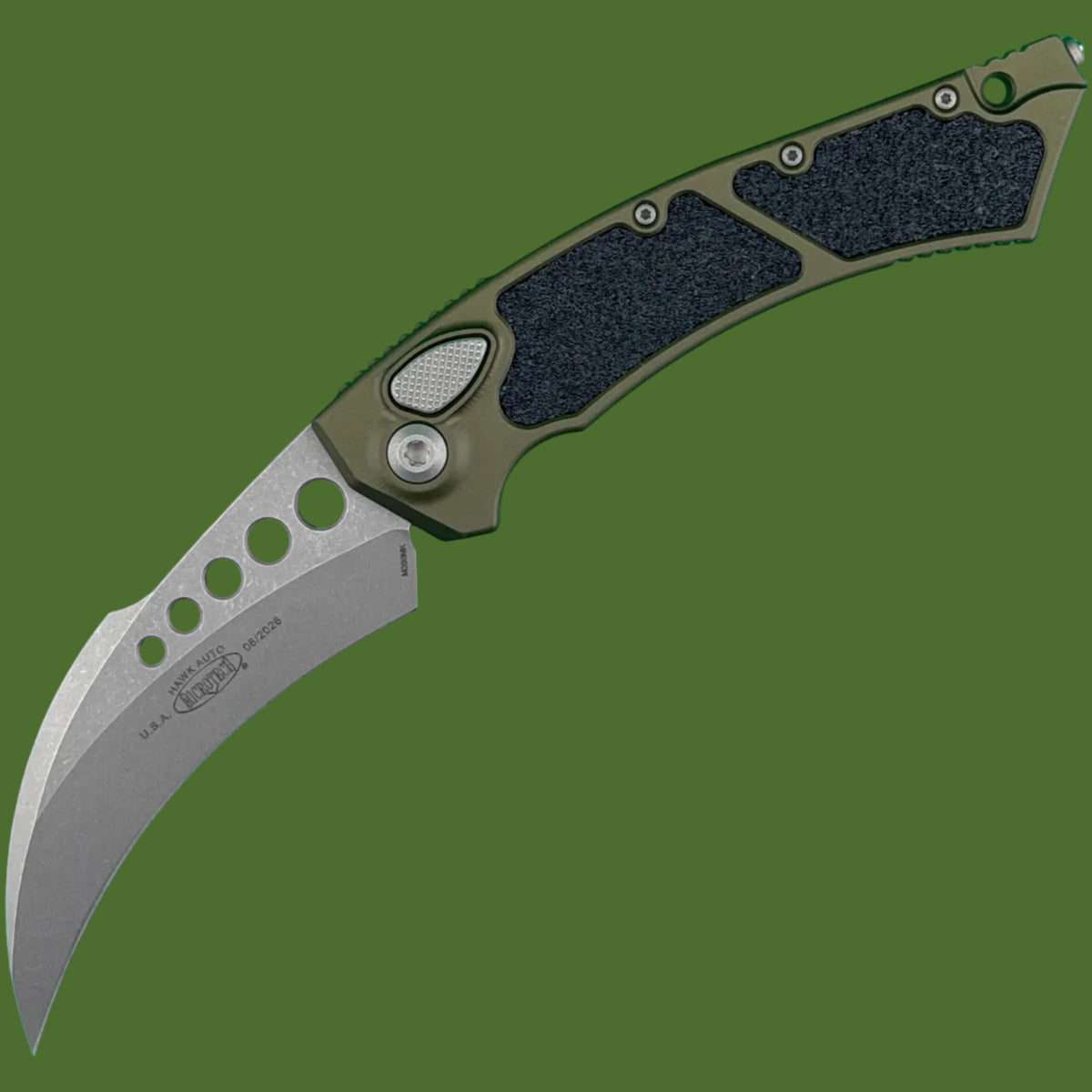 Microtech Hawk Auto OD Green Apocalyptic Standard 166-10APOD