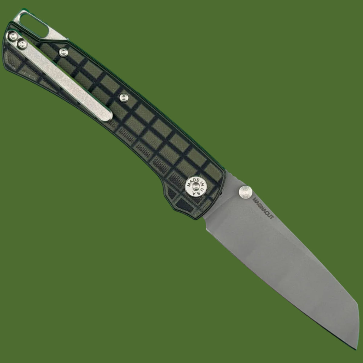 ABW Model 3 Button Lock OD Green/Black Frag G-10