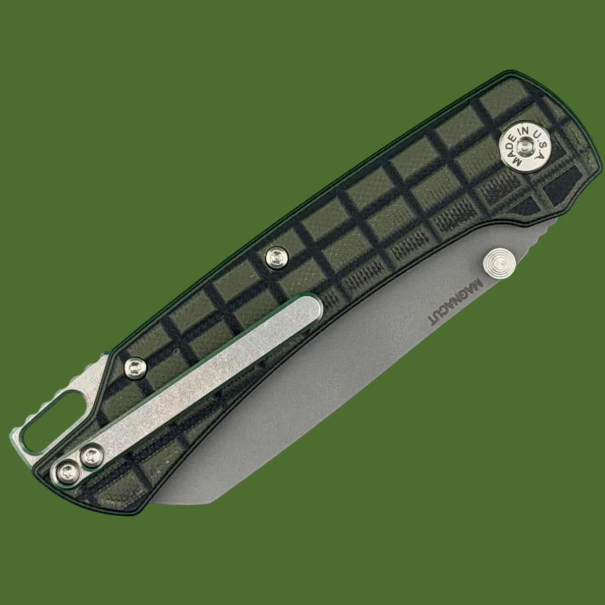 ABW Model 3 Button Lock OD Green/Black Frag G-10