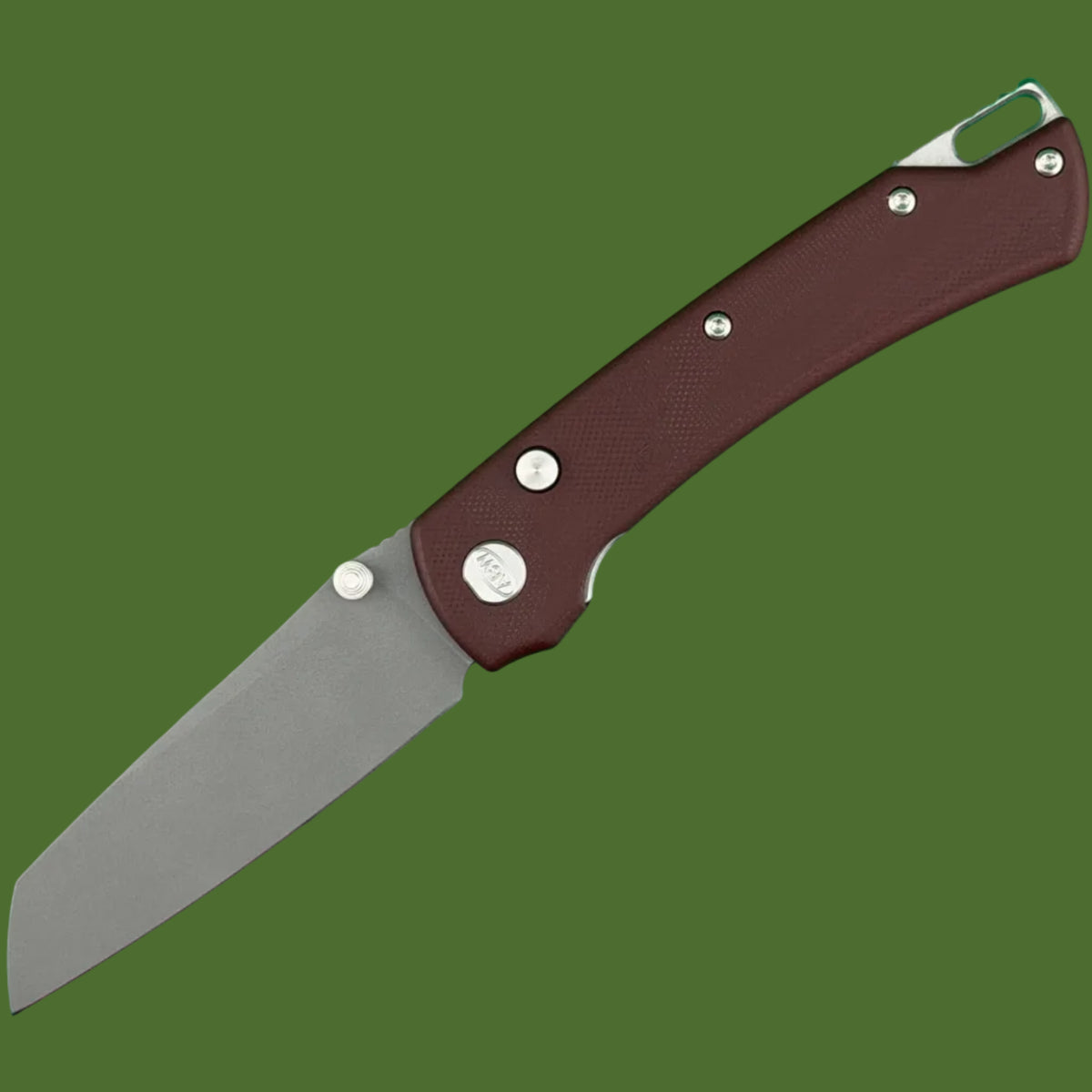 ABW Model 3 Button Lock Dark Red Smooth G-10