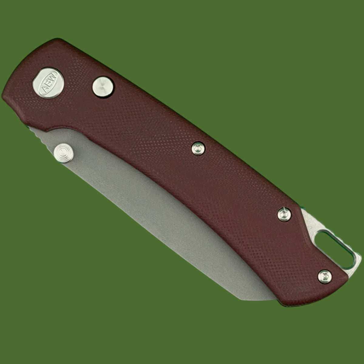 ABW Model 3 Button Lock Dark Red Smooth G-10