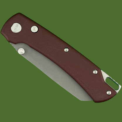ABW Model 3 Button Lock Dark Red Smooth G-10