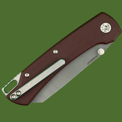 ABW Model 3 Button Lock Dark Red Smooth G-10