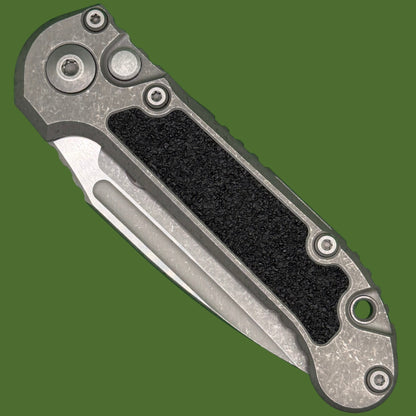 Microtech LUDT Clip Point Marfione Select Apocalyptic Finish Titanium w/ Textured Inlay