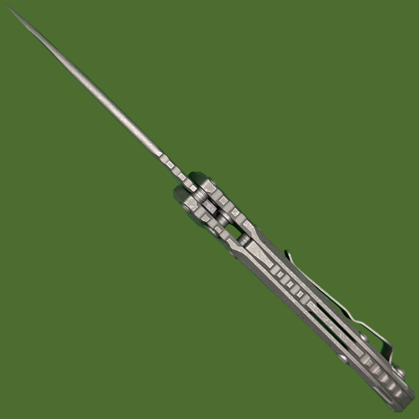 Microtech LUDT Clip Point Marfione Select Apocalyptic Finish Slab Side Titanium