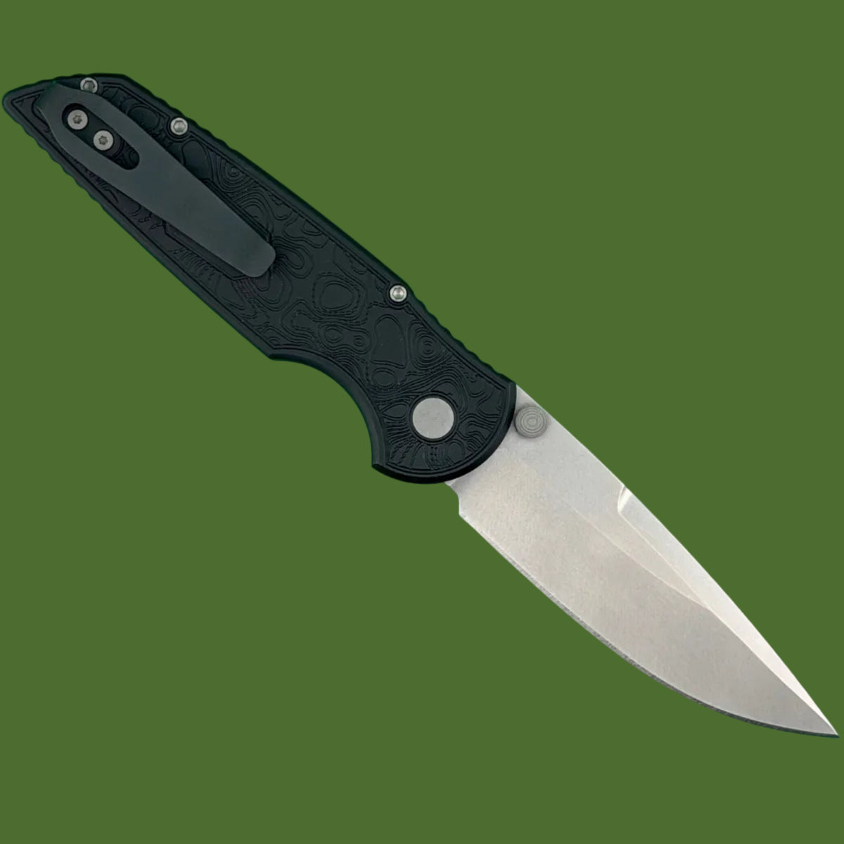 Protech TR-3 Integrity Black Topo Texture Stonewash Blade INT1105-TOPO