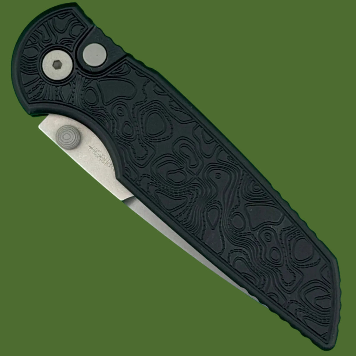 Protech TR-3 Integrity Black Topo Texture Stonewash Blade INT1105-TOPO