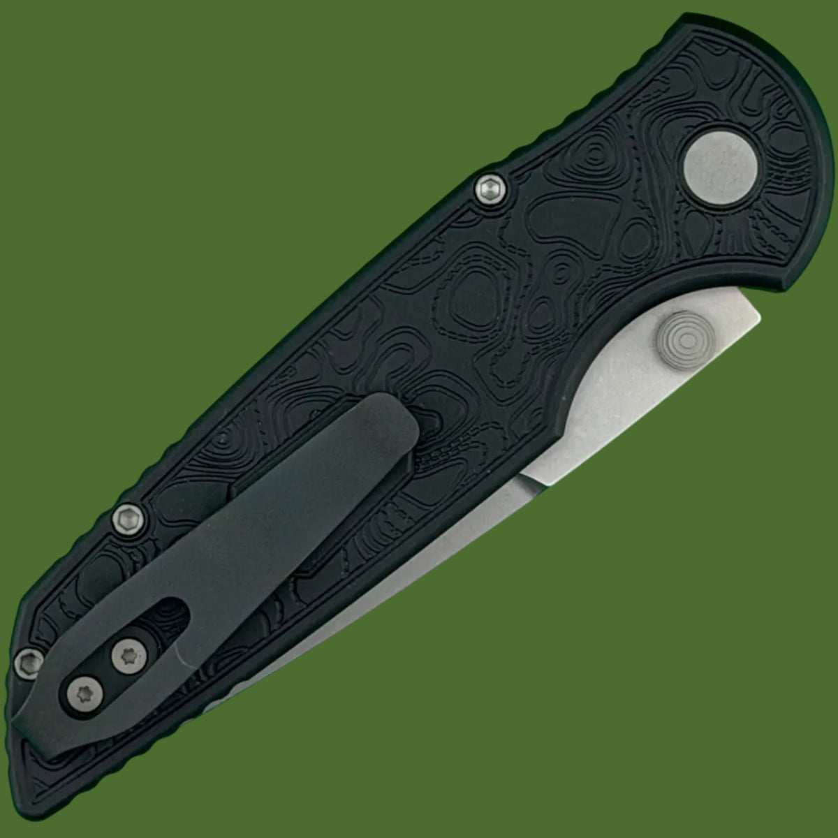 Protech TR-3 Integrity Black Topo Texture Stonewash Blade INT1105-TOPO