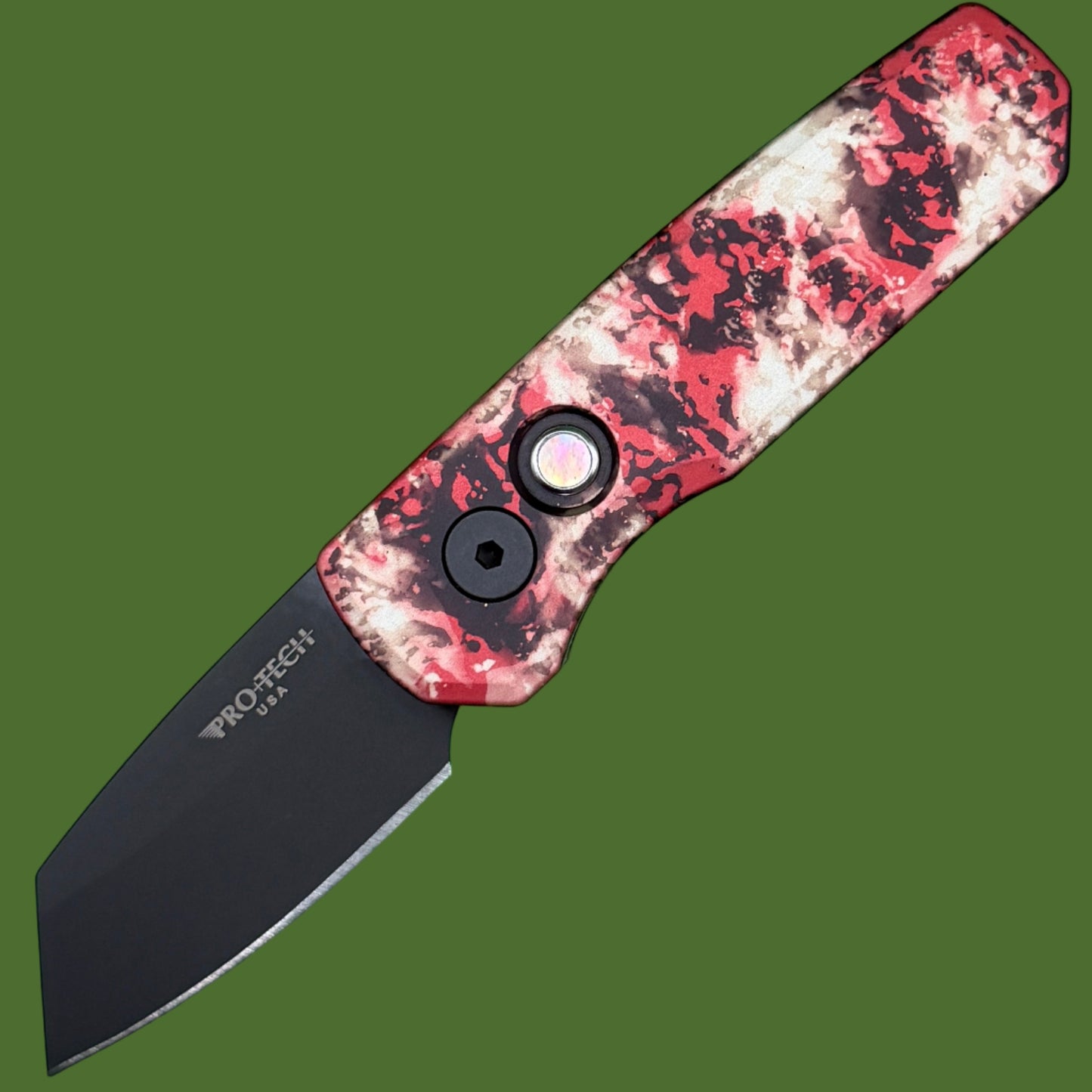 Protech Runt 5 Auto Reverse Tanto Crimson Tiger Camo R5403-CTC