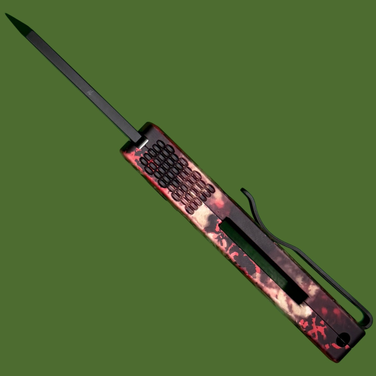 Protech Runt 5 Auto Reverse Tanto Crimson Tiger Camo R5403-CTC