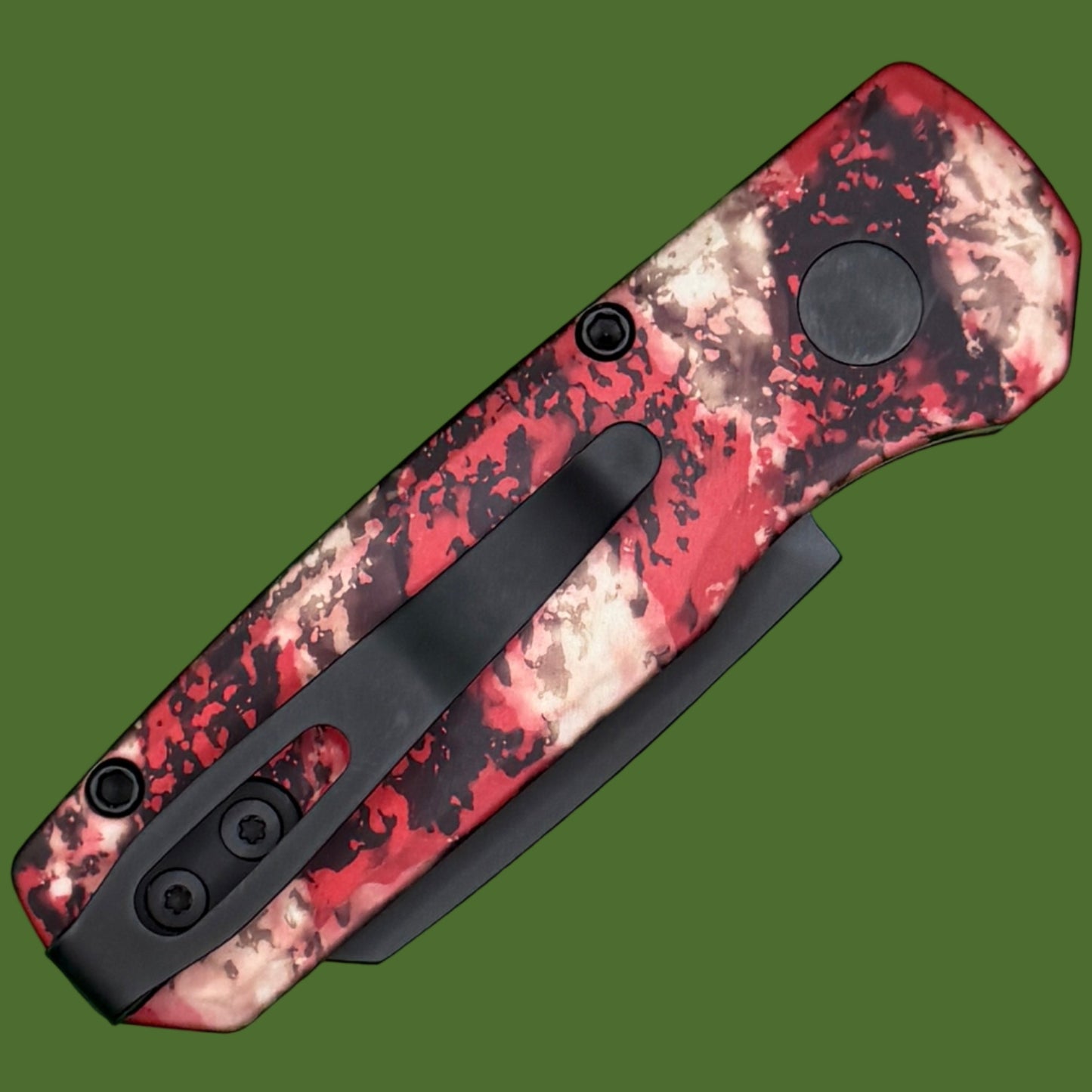 Protech Runt 5 Auto Reverse Tanto Crimson Tiger Camo R5403-CTC