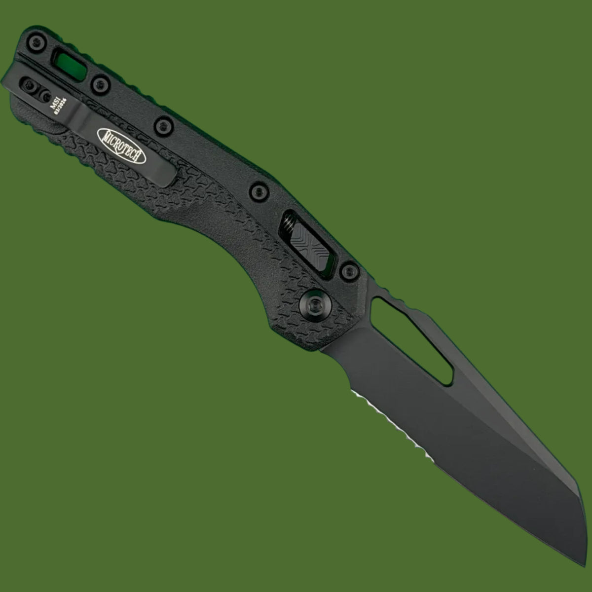 Microtech MSI S/E Tri-Grip Polymer Black Tactical Partial Serrated 210T-2TPM