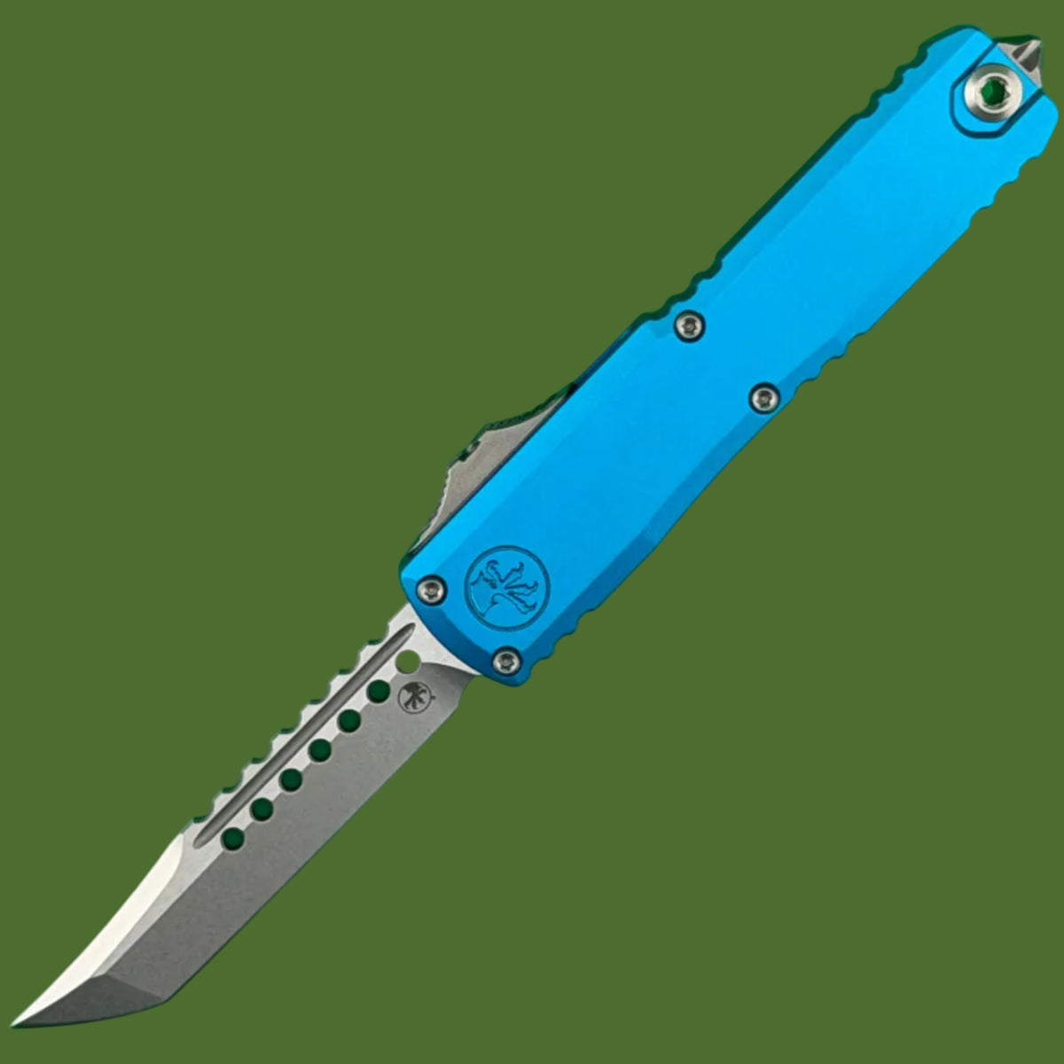 Microtech UTX-70 Gen IV Hellhound Signature Series Blue Stonewash Standard 14194-10BLS