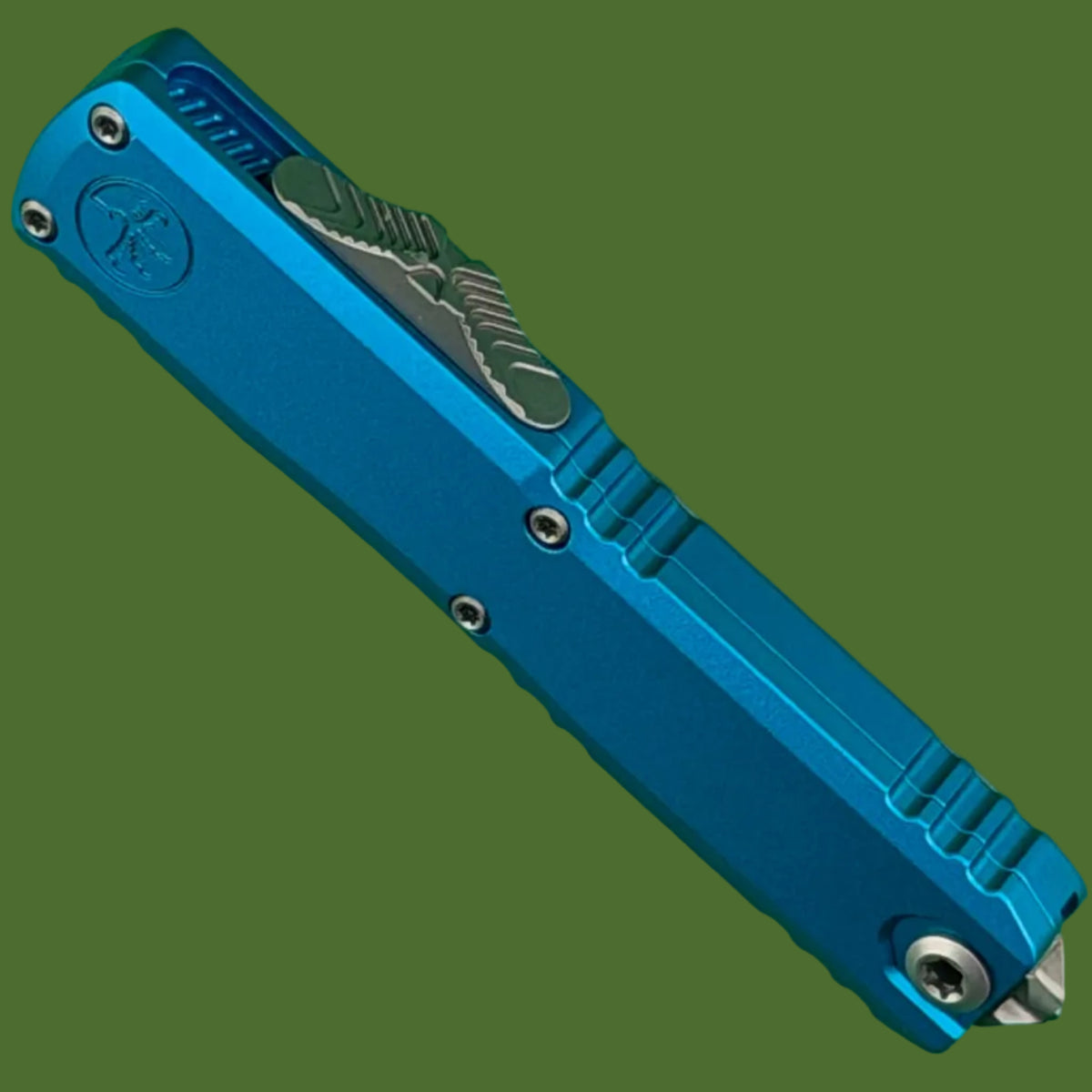 Microtech UTX-70 Gen IV Hellhound Signature Series Blue Stonewash Standard 14194-10BLS