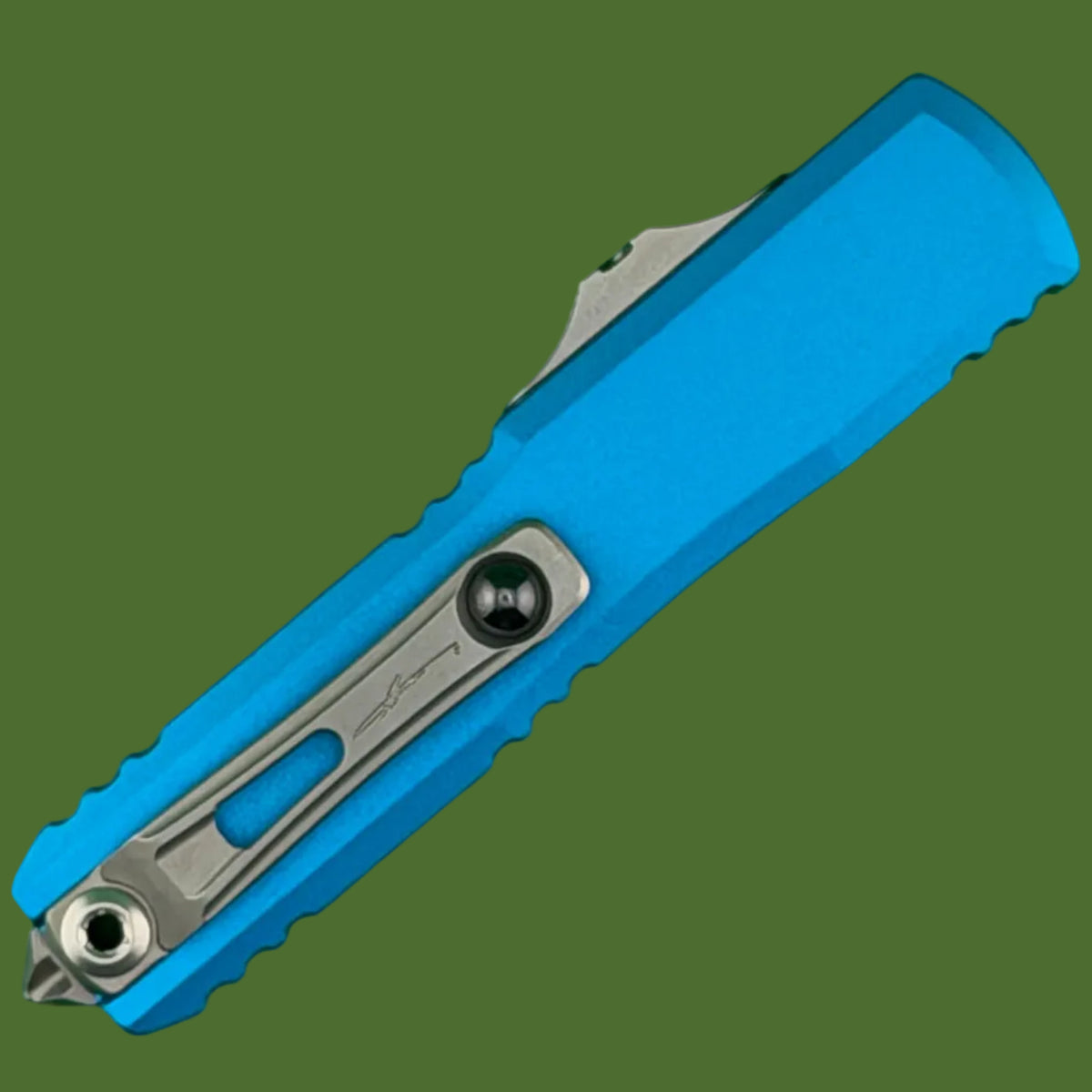 Microtech UTX-70 Gen IV Hellhound Signature Series Blue Stonewash Standard 14194-10BLS