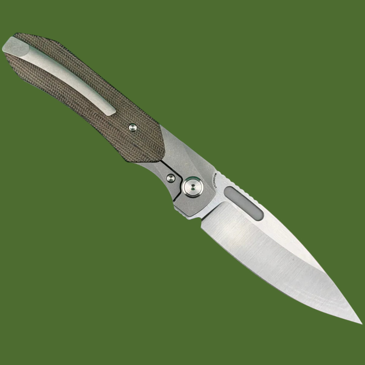 *Pre-Owned* Griffin X-Series Titanium Bolster Lock Olive Micarta Inlays